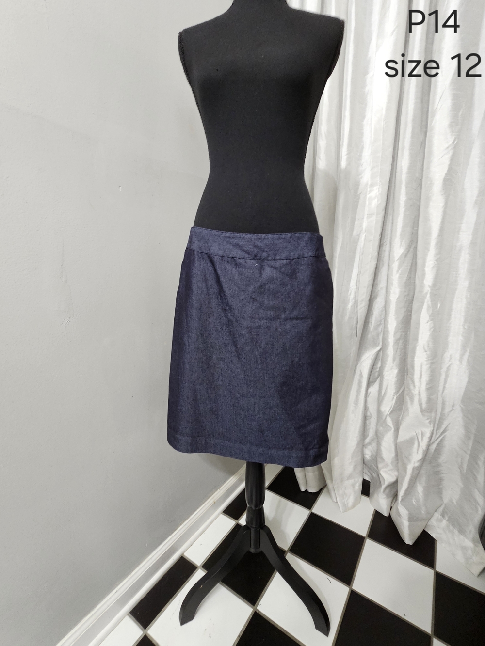 Classic Dark Blue Denim A-Line Skirt